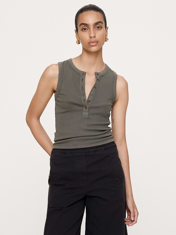 Ribbed Henley Tank