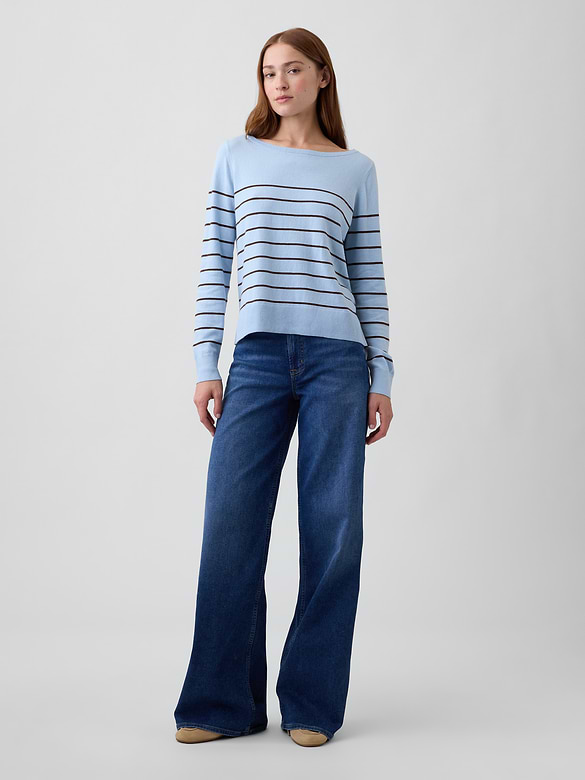 Relaxed Jersey Boatneck Sweater