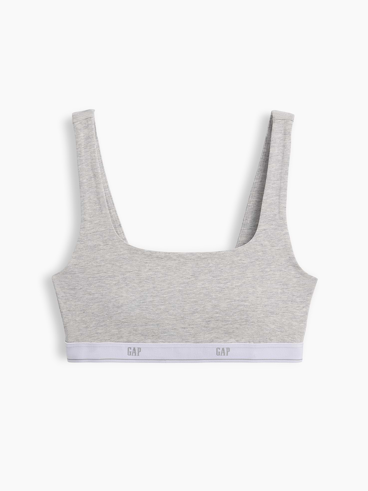 L'image numéro 6 présente Soutien-gorge léger en coton biologique extensible PureDouceur avec logo Gap