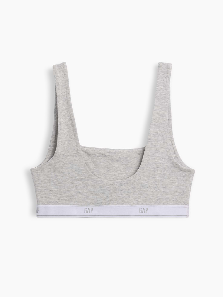 L'image numéro 7 présente Soutien-gorge léger en coton biologique extensible PureDouceur avec logo Gap