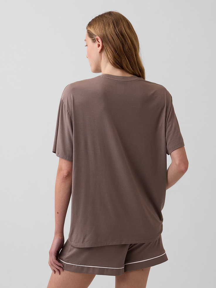 L'image numéro 3 présente T-shirt de pyjama surdimensionné en modal PureDouceur
