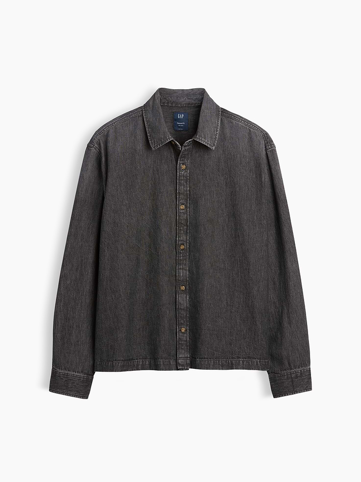 Image number 5 showing, Denim Relaxed Straight-Hem Shirt
