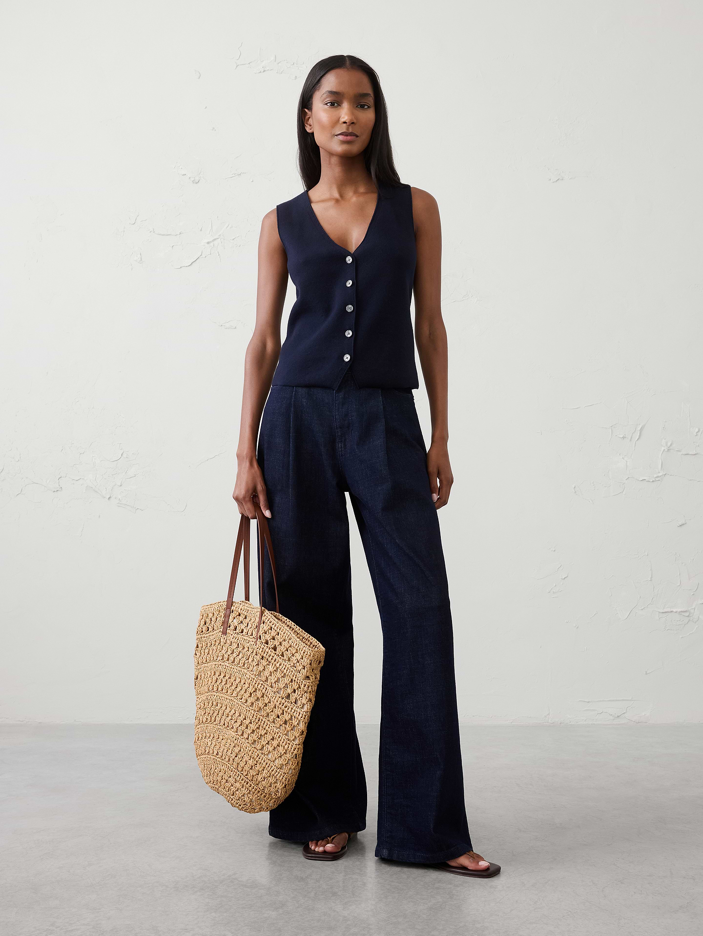 Image number 1 showing, V-Neck Button Sweater Vest