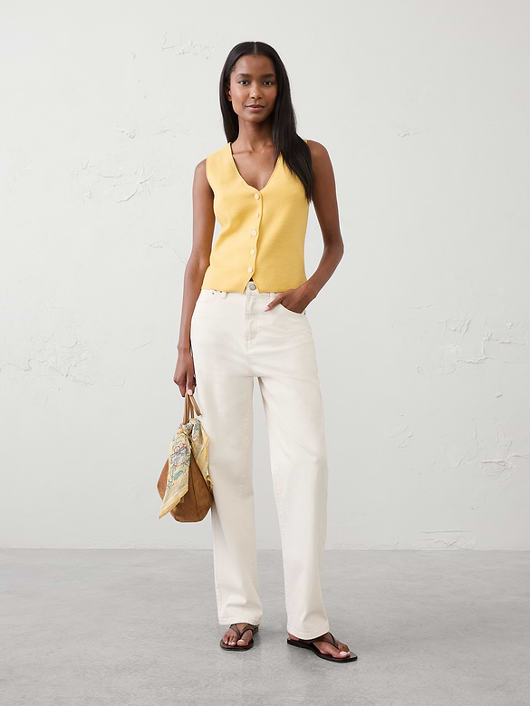 V-Neck Button Sweater