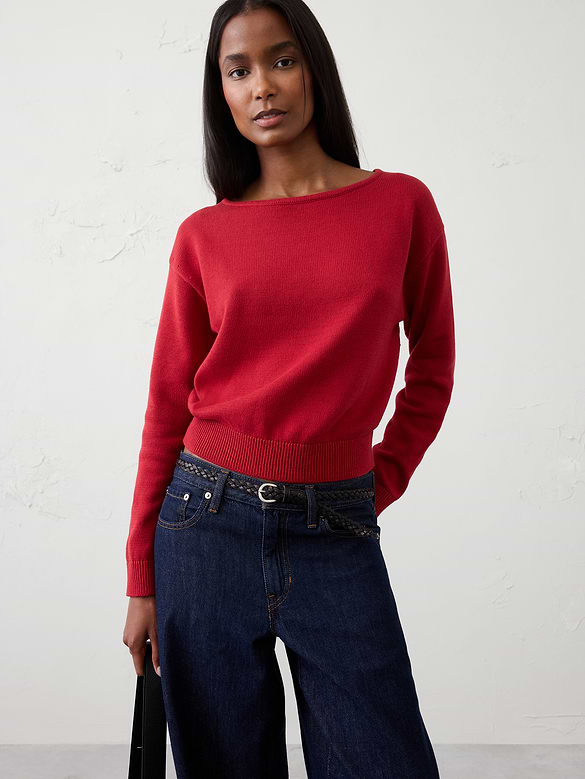 Cotton Boat-Neck Sweater