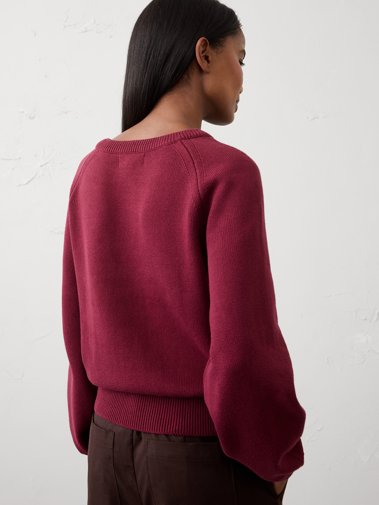 Image number 2 showing, Cotton Pointelle Volume-Sleeve Sweater