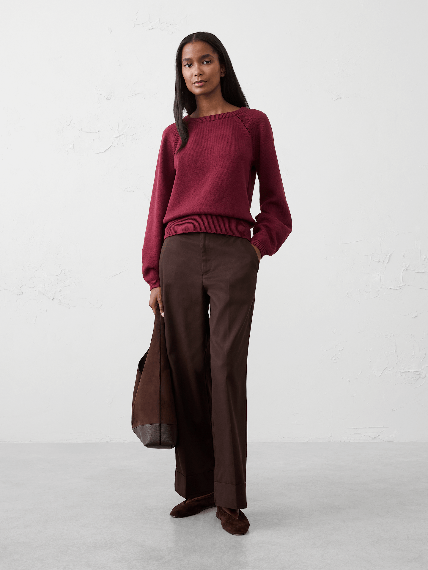 Image number 3 showing, Cotton Pointelle Volume-Sleeve Sweater