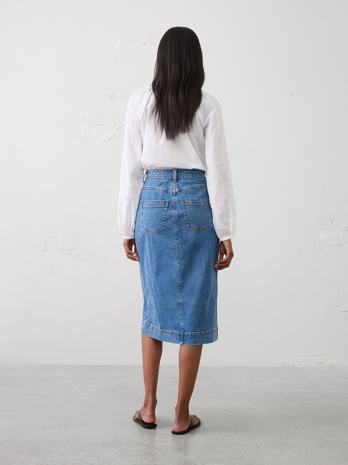 Denim Slit-Front Midi Skirt | Banana Republic Factory