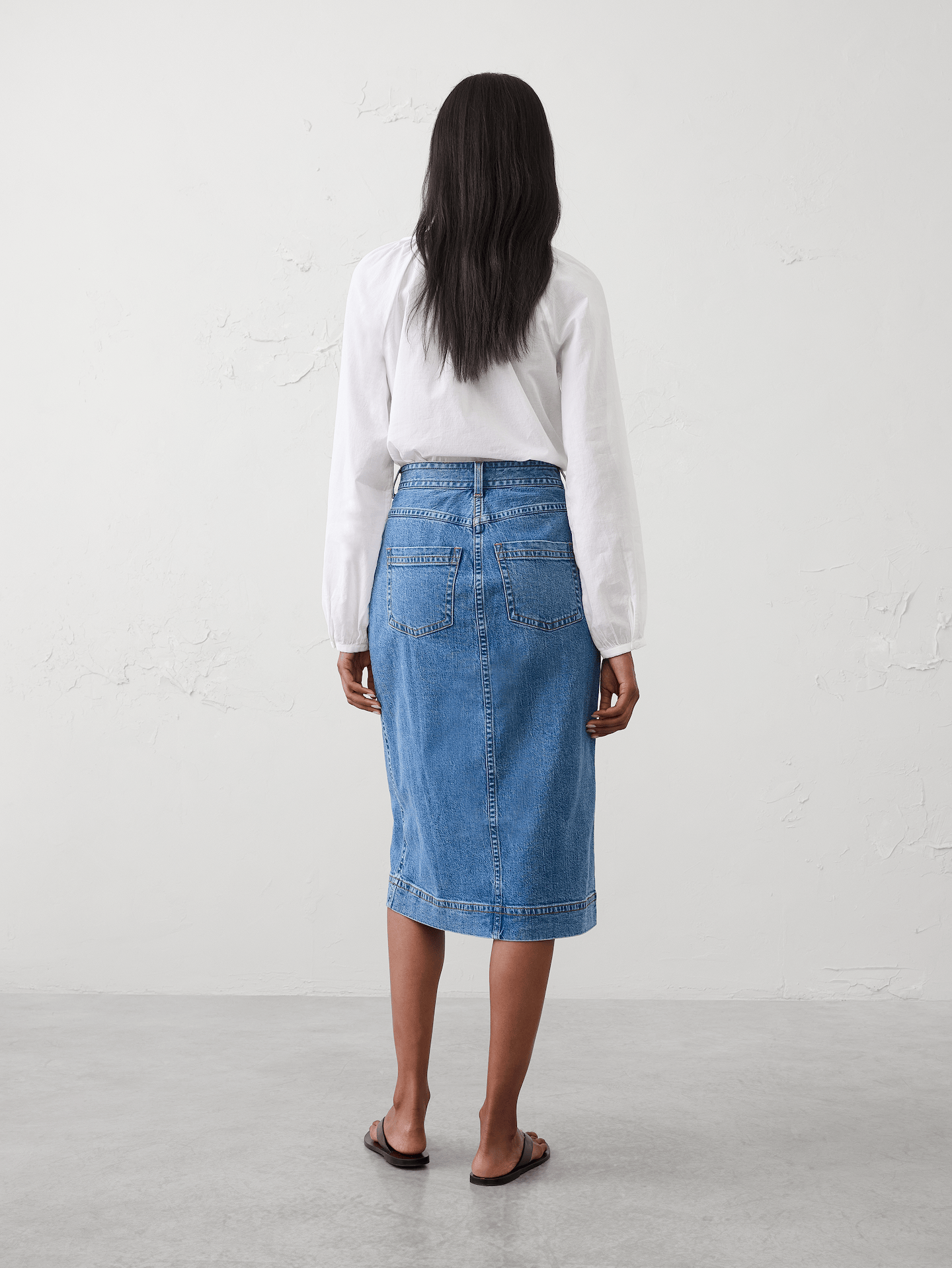 Image number 2 showing, Denim Slit-Front Midi Skirt
