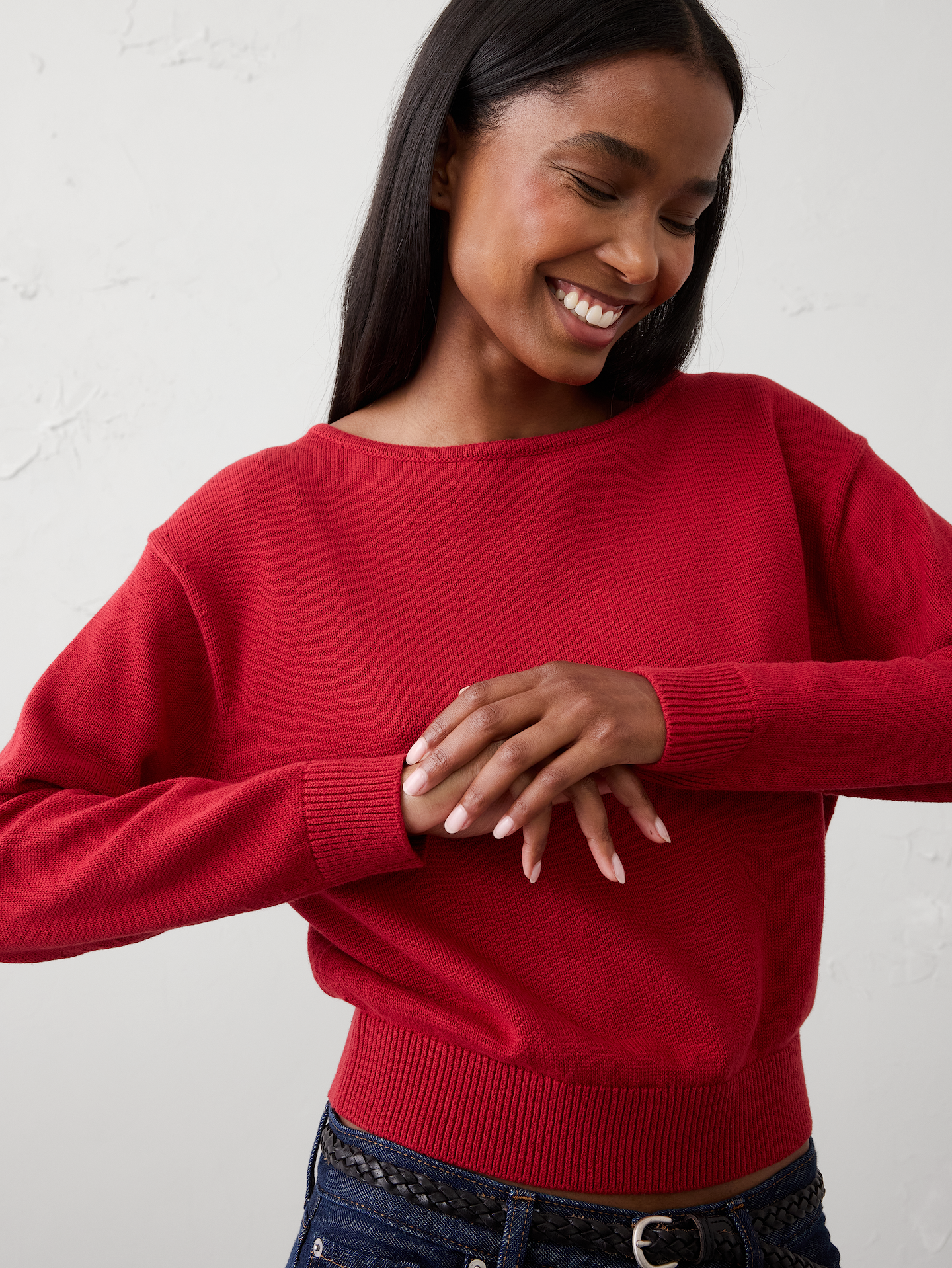 Image number 6 showing, Cotton Striped Boat-Neck Sweater