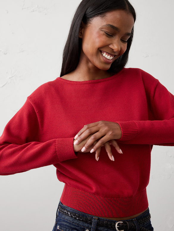 Cotton Boat-Neck Sweater
