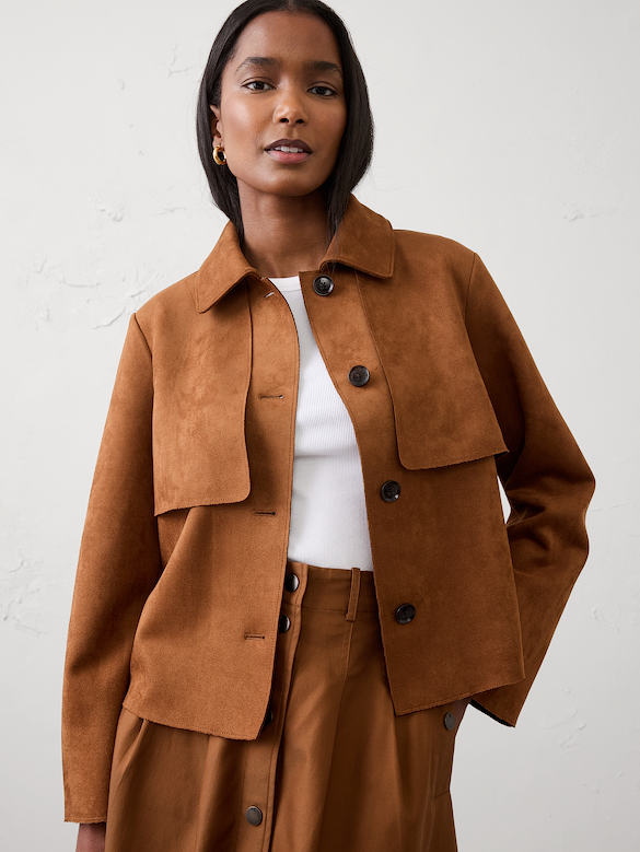 Vegan Suede Short Trench