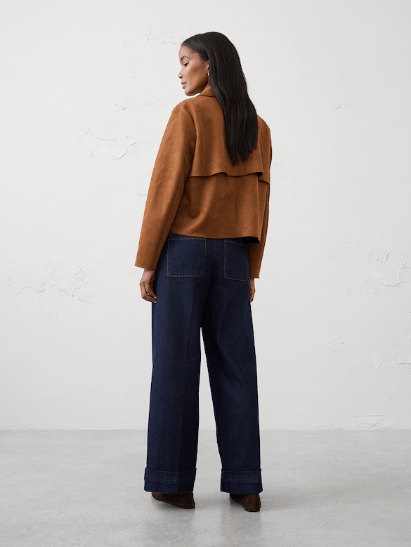 Wide-Leg Mid-Rise Cuffed Jean