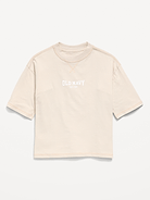 Image 1 of 1, crew neck, short sleeves, drop shoulders, logo graphic at front, available exclusively online and at old navy outlet stores., Product #894263