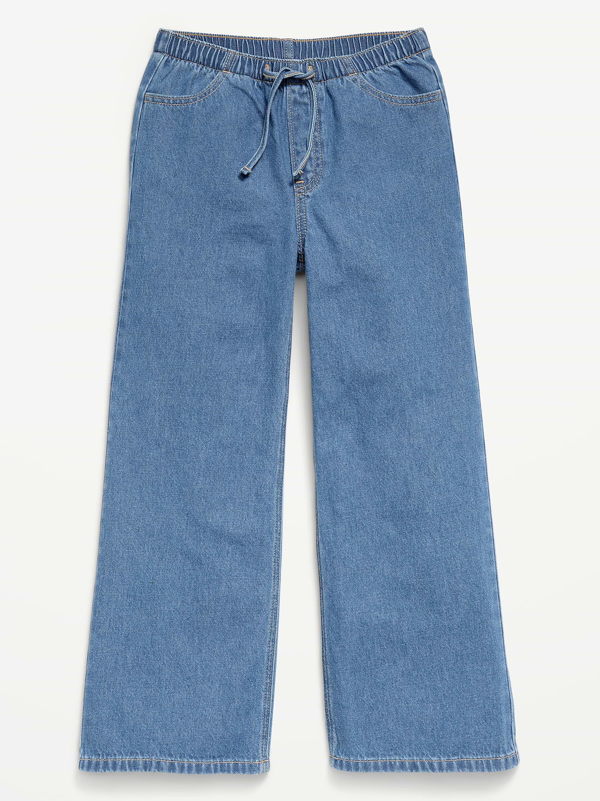 L'image numéro 4 présente Jean en denim coupe très généreuse à jambe large à taille extensible pour fille