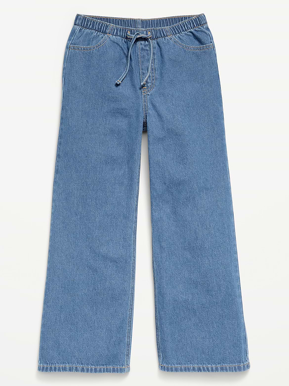 Jean en denim coupe très généreuse à jambe large à taille extensible pour fille