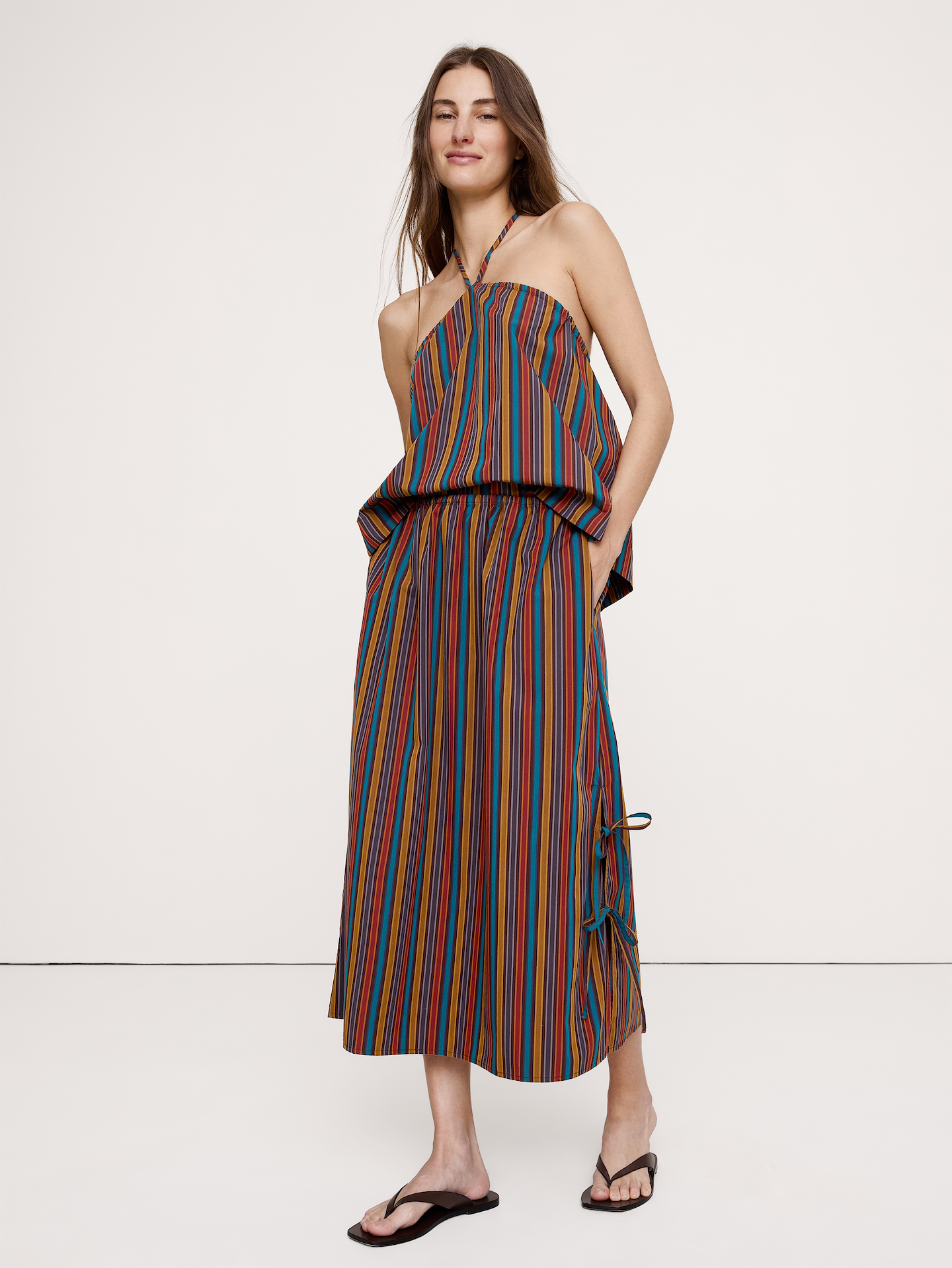 Image number 6 showing, Cotton Poplin Side-Tie Midi Skirt