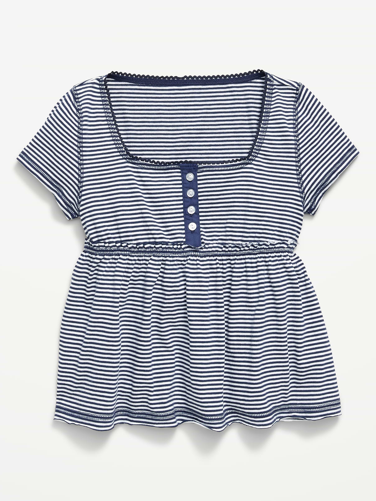 Image number 1 showing, Short-Sleeve Henley Top for Girls