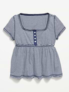 Image number 1 showing, Short-Sleeve Henley Top for Girls
