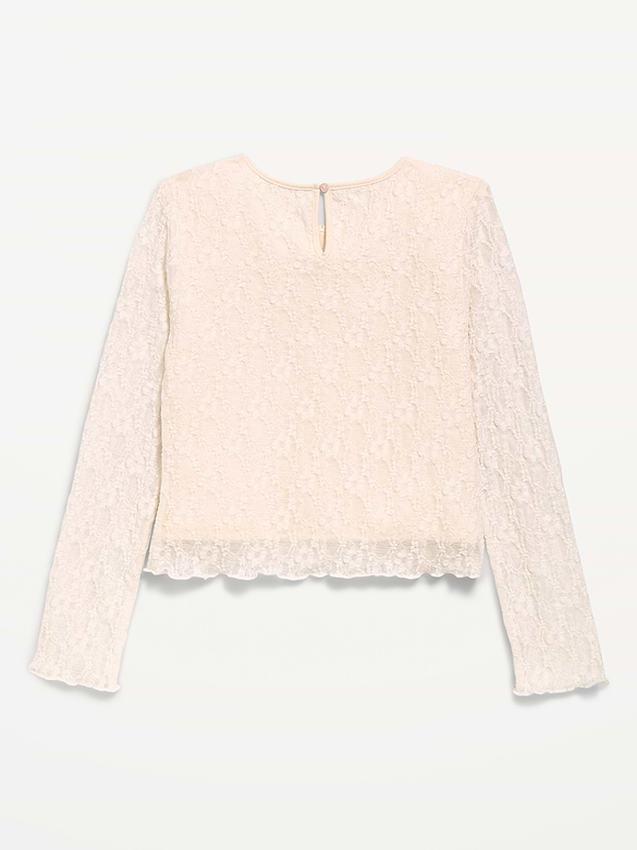 Fitted Long-Sleeve Lace Top for Girls