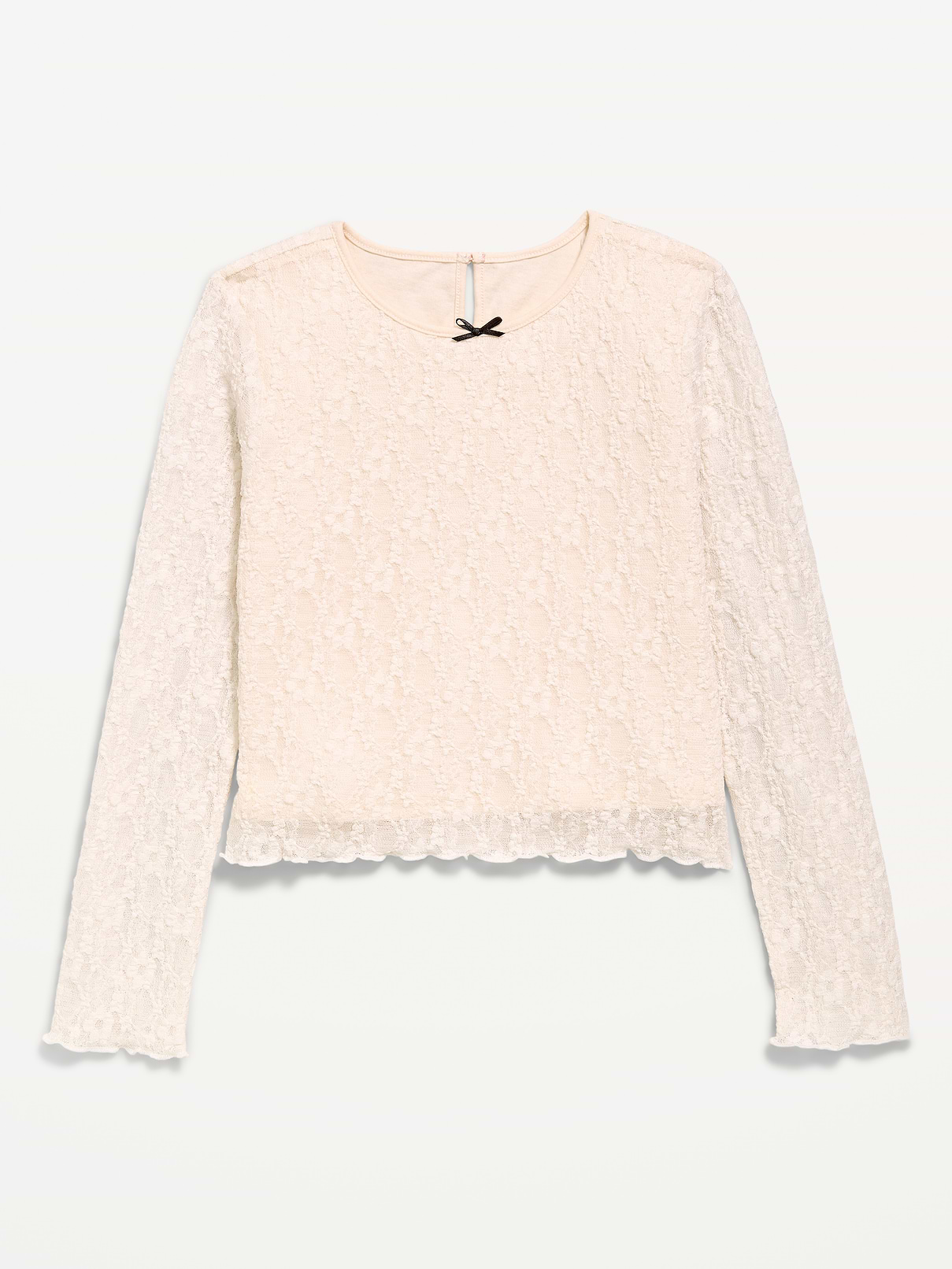 Image number 1 showing, Fitted Long-Sleeve Lace Top for Girls