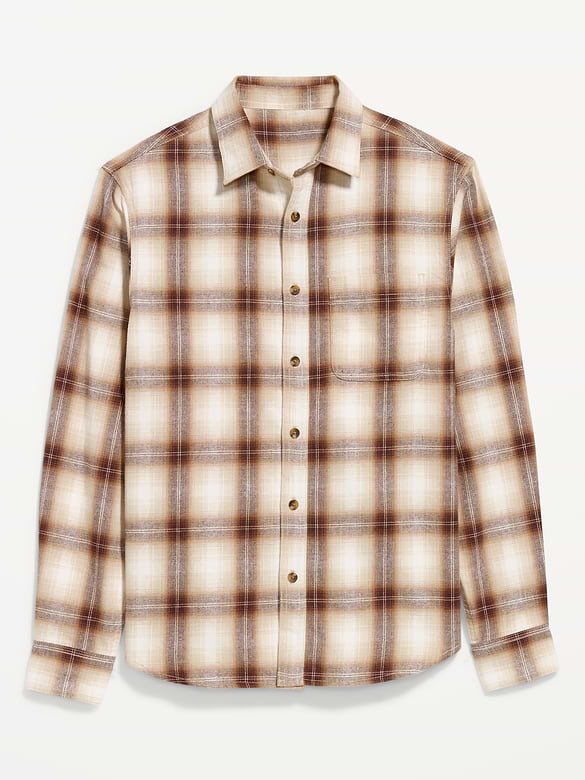 Relaxed Long-Sleeve Plaid Flannel Pocket Shirt