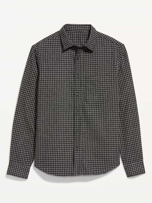 Relaxed Long-Sleeve Plaid Flannel Pocket Shirt