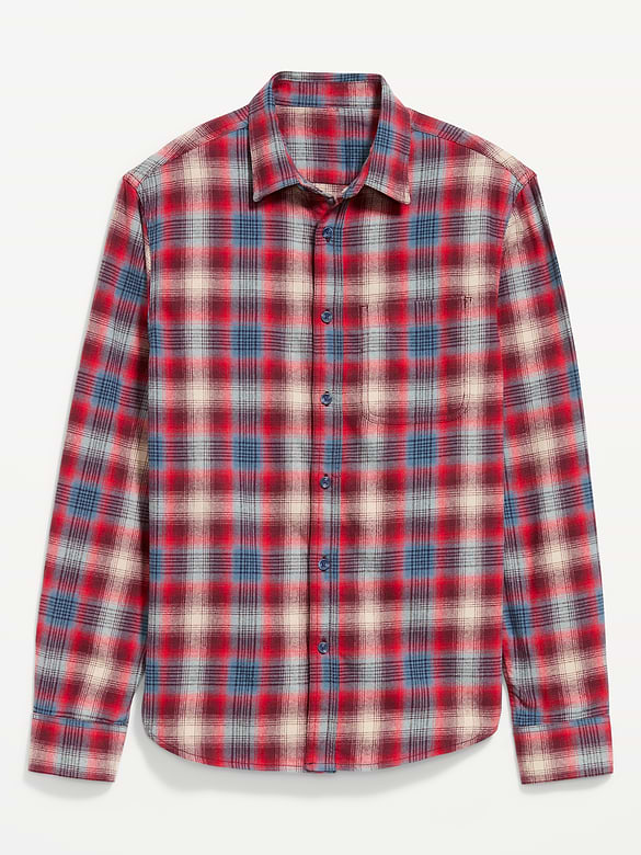 Relaxed Long-Sleeve Plaid Flannel Pocket Shirt