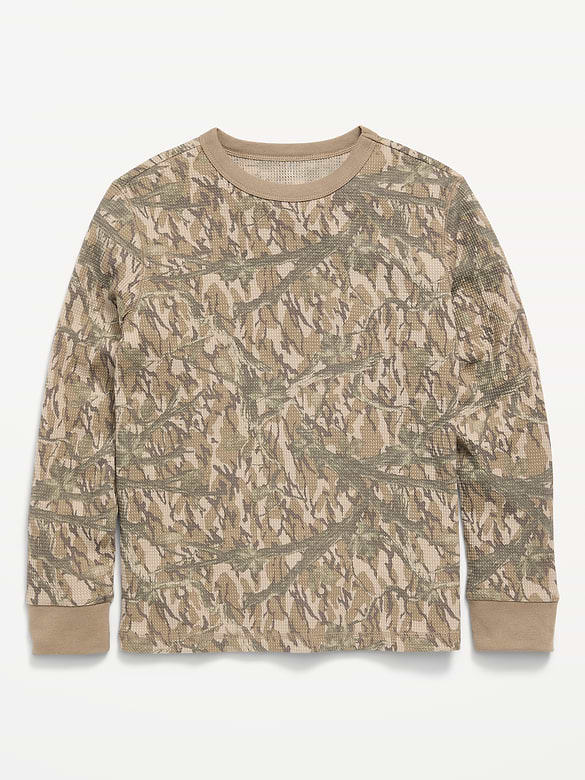 Long-Sleeve Waffle-Knit T-Shirt for Boys