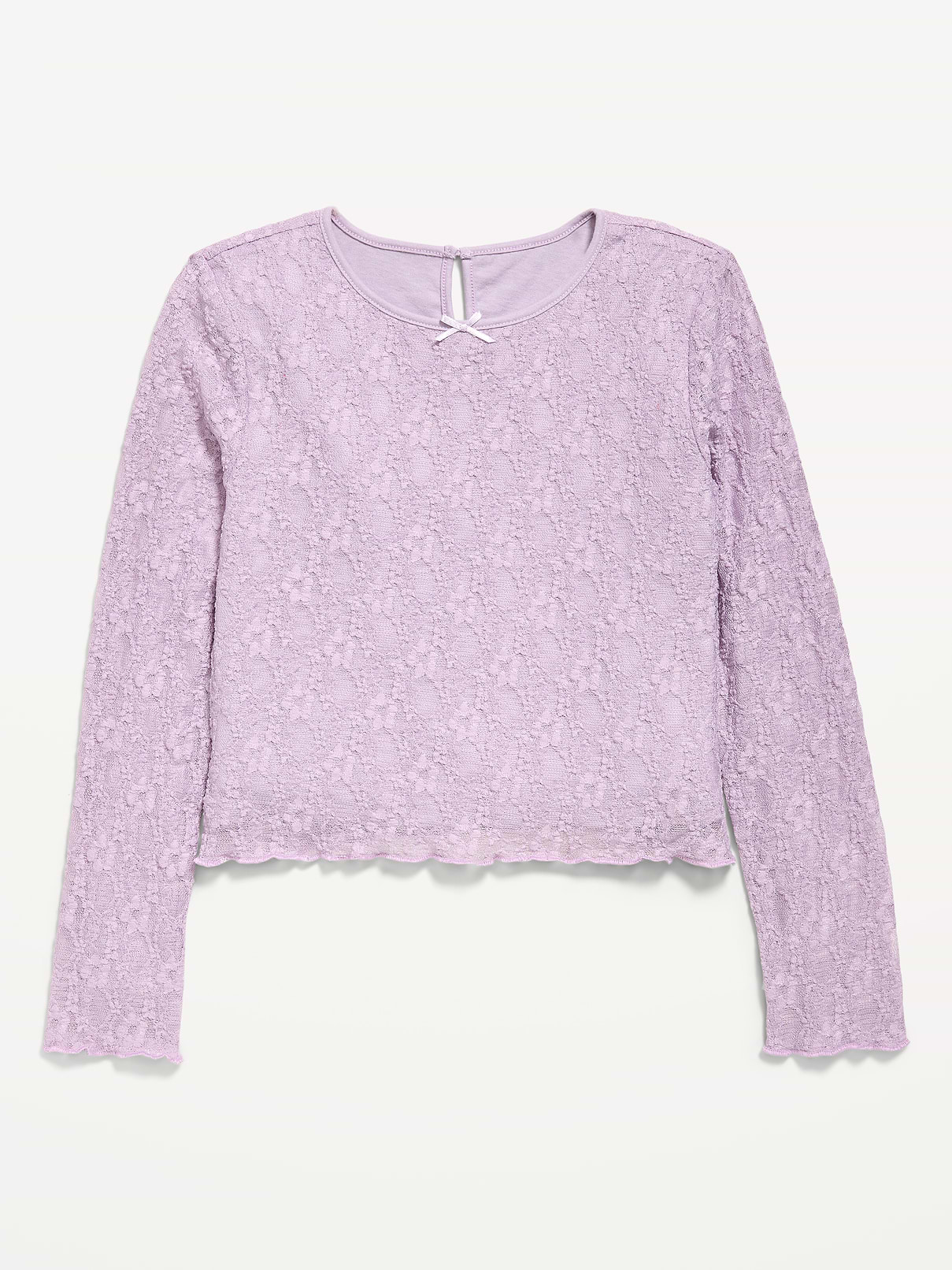 Image number 1 showing, Fitted Long-Sleeve Lace Top for Girls