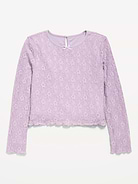Image number 1 showing, Fitted Long-Sleeve Lace Top for Girls