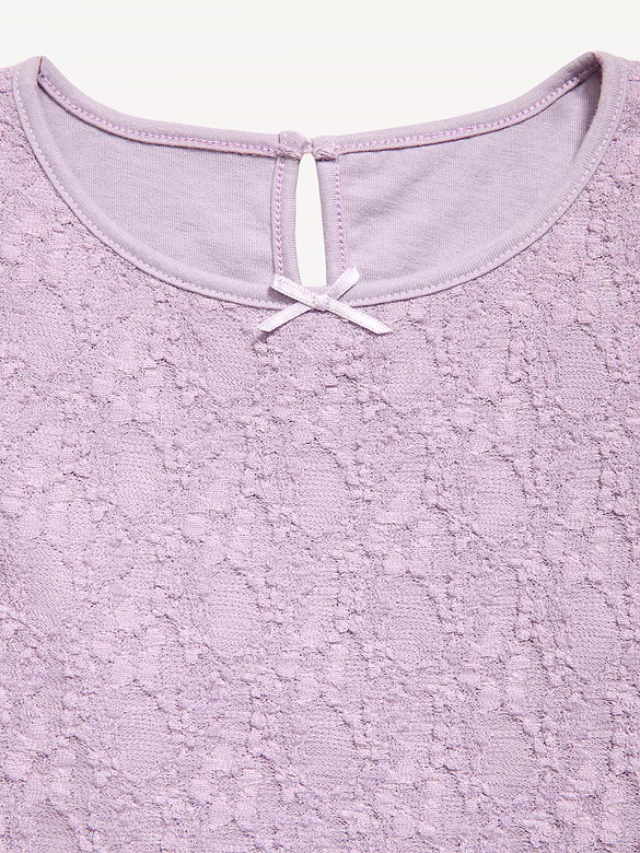 Fitted Long-Sleeve Lace Top for Girls