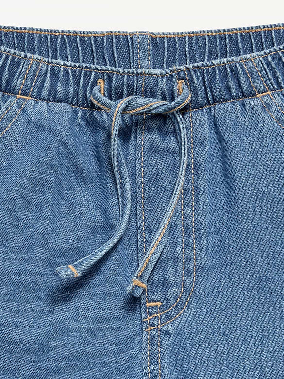 Jean en denim coupe très généreuse à jambe large à taille extensible pour fille