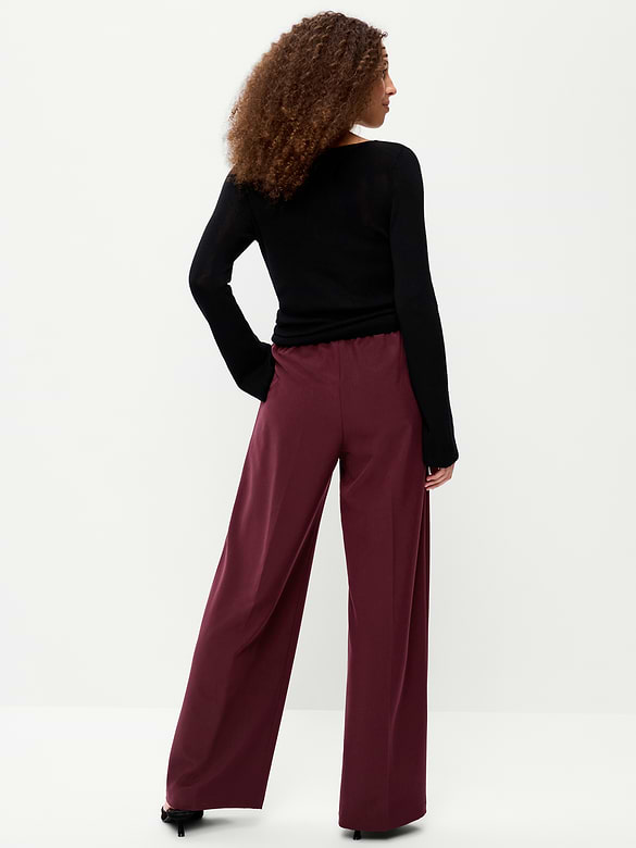 High-Waisted Wide-Leg Trouser Pants