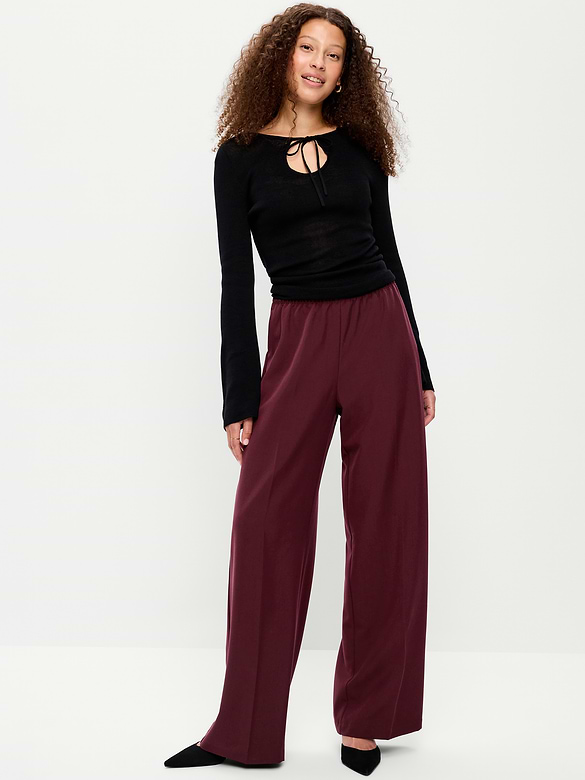 High-Waisted Wide-Leg Trouser Pants