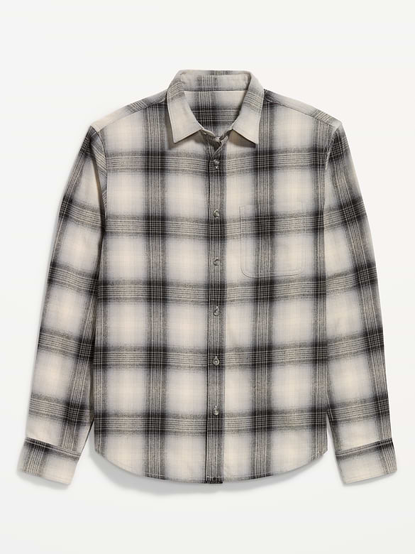 Relaxed Long-Sleeve Plaid Flannel Pocket Shirt