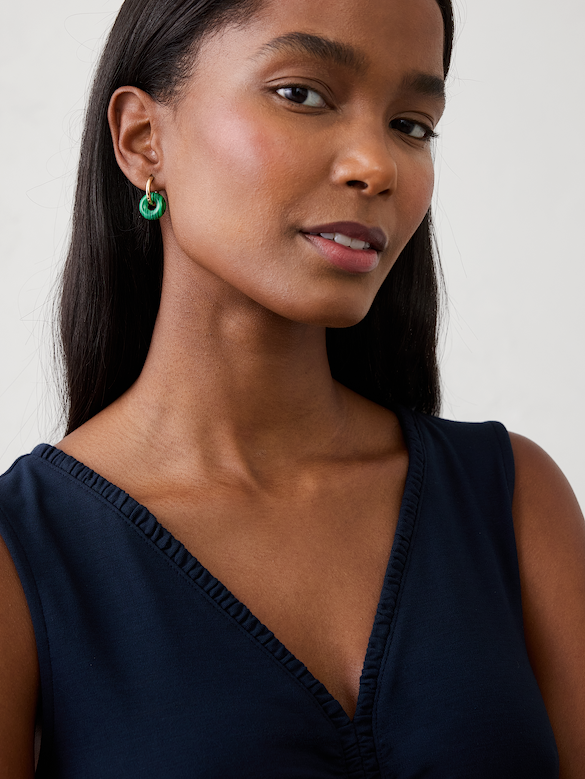 Stone Donut Hoop Earrings