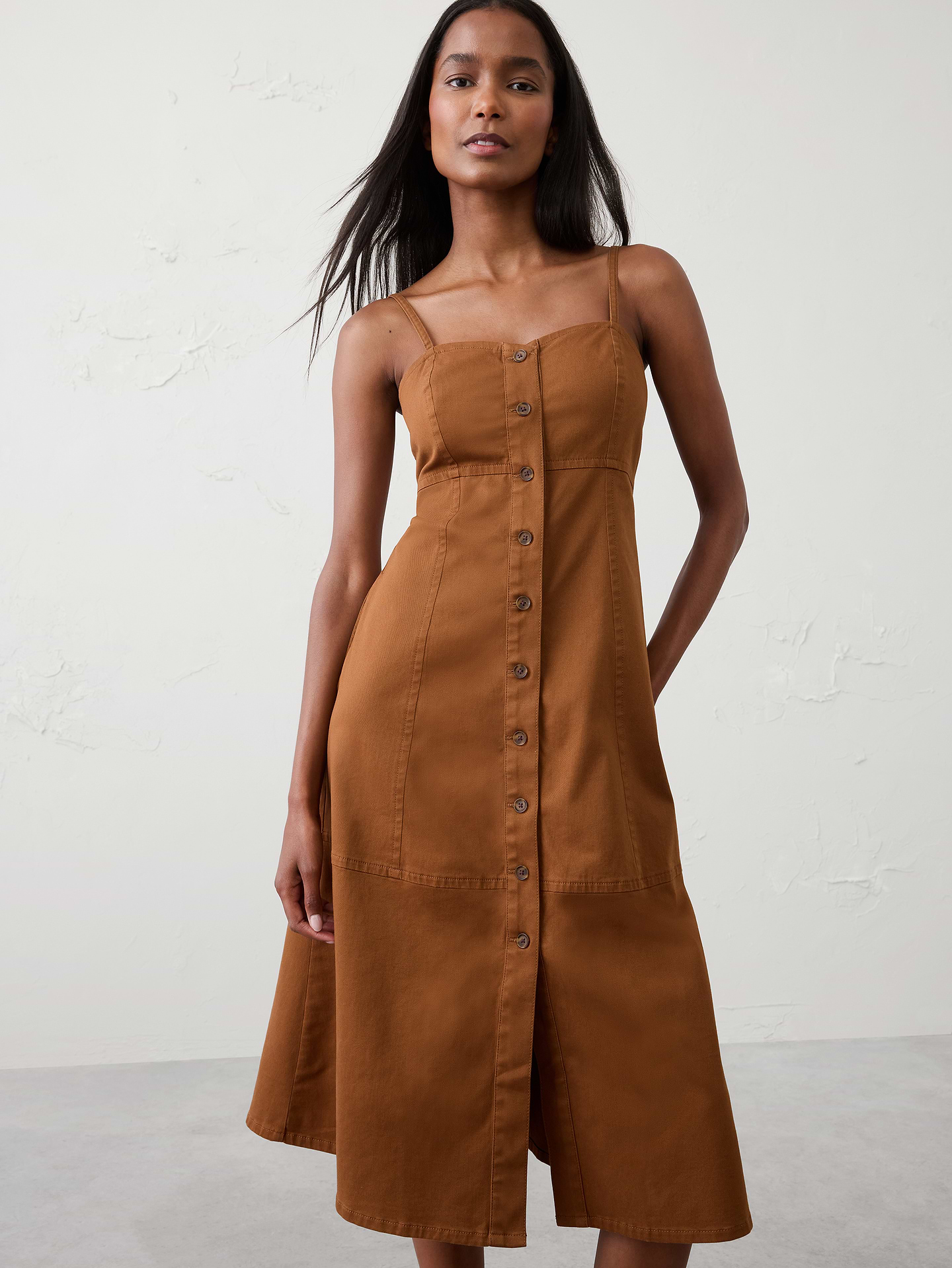 Image number 1 showing, Corset Button-Down Midi Dress