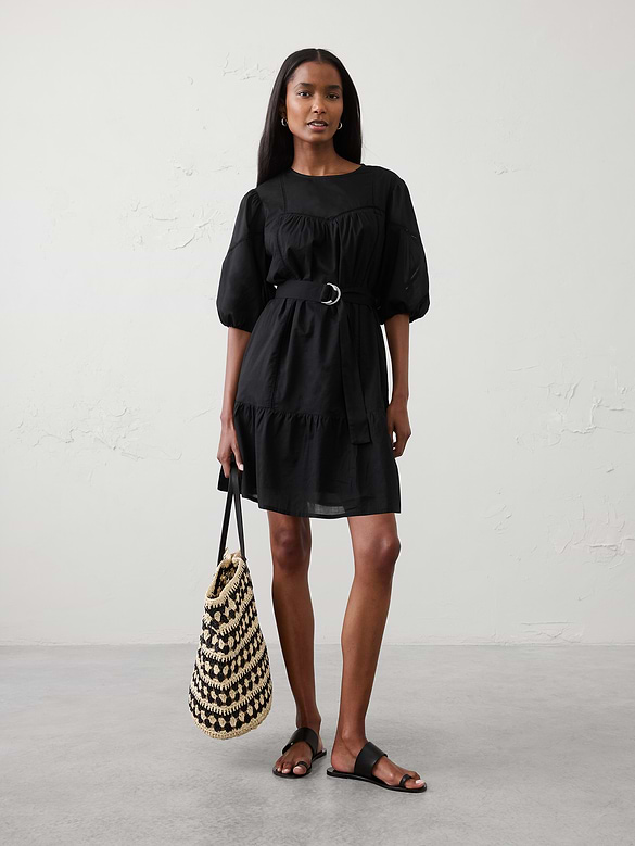 Balloon-Sleeve Mini Dress