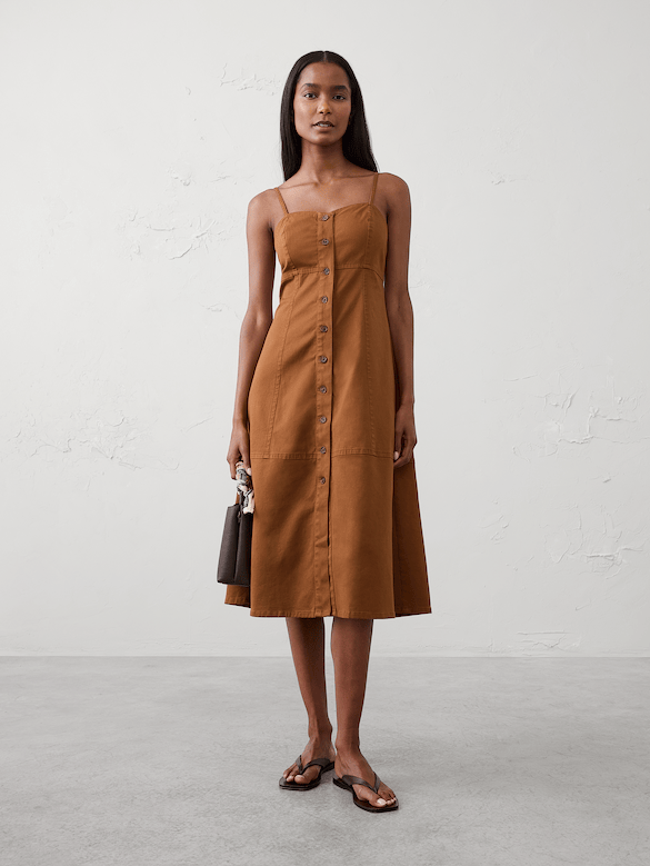Corset Button-Down Midi Dress