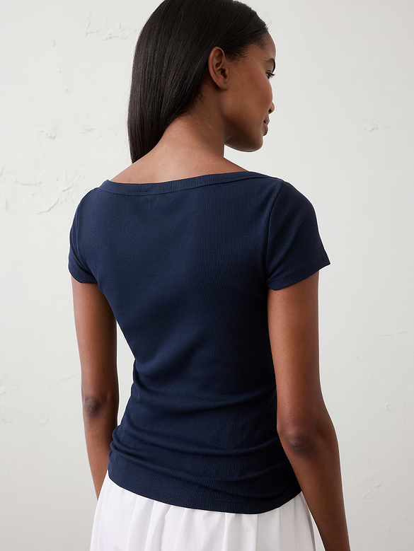 Ribbed Boatneck Top