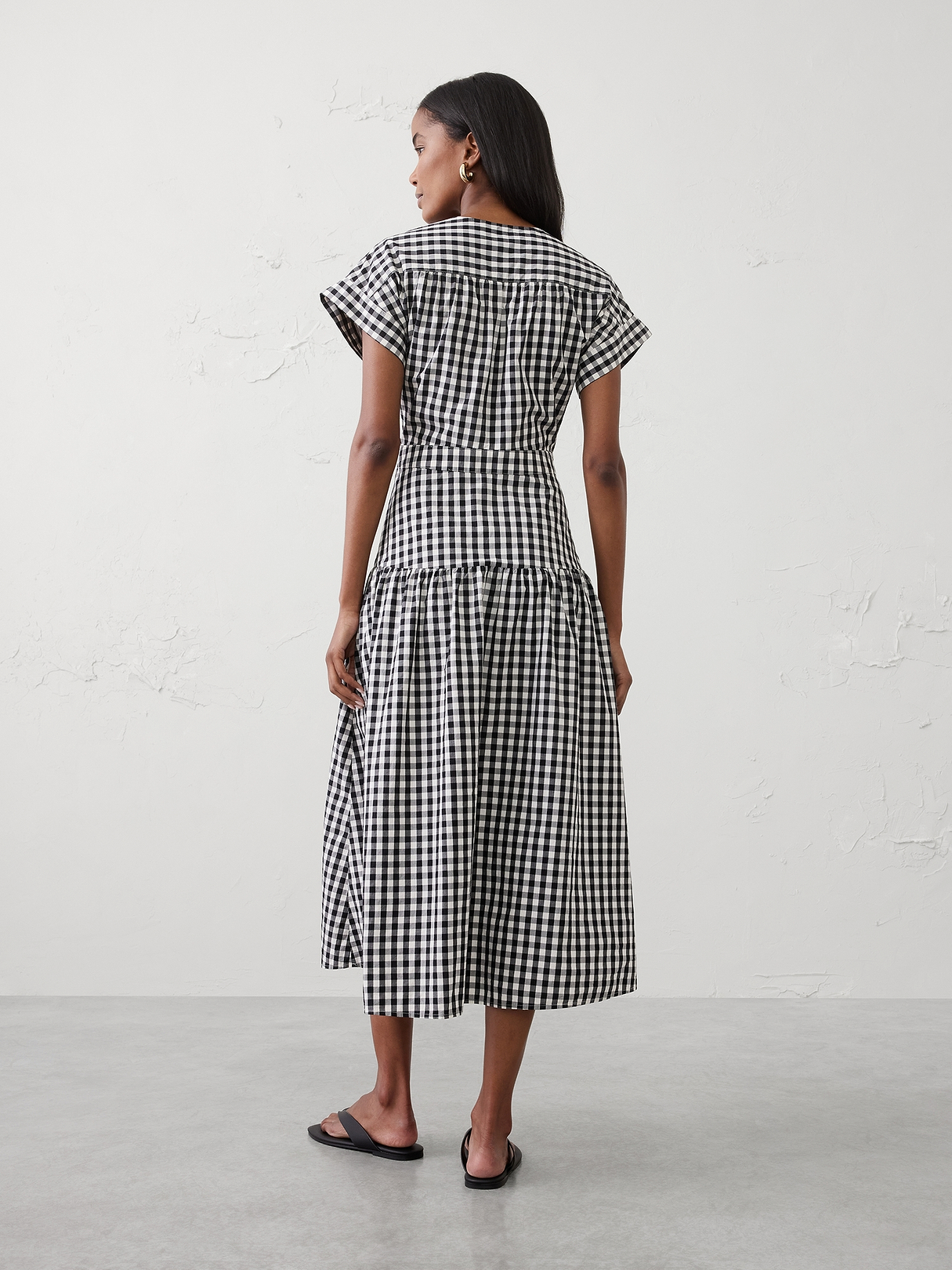 Poplin Surplice Midi Dress | Banana Republic Factory