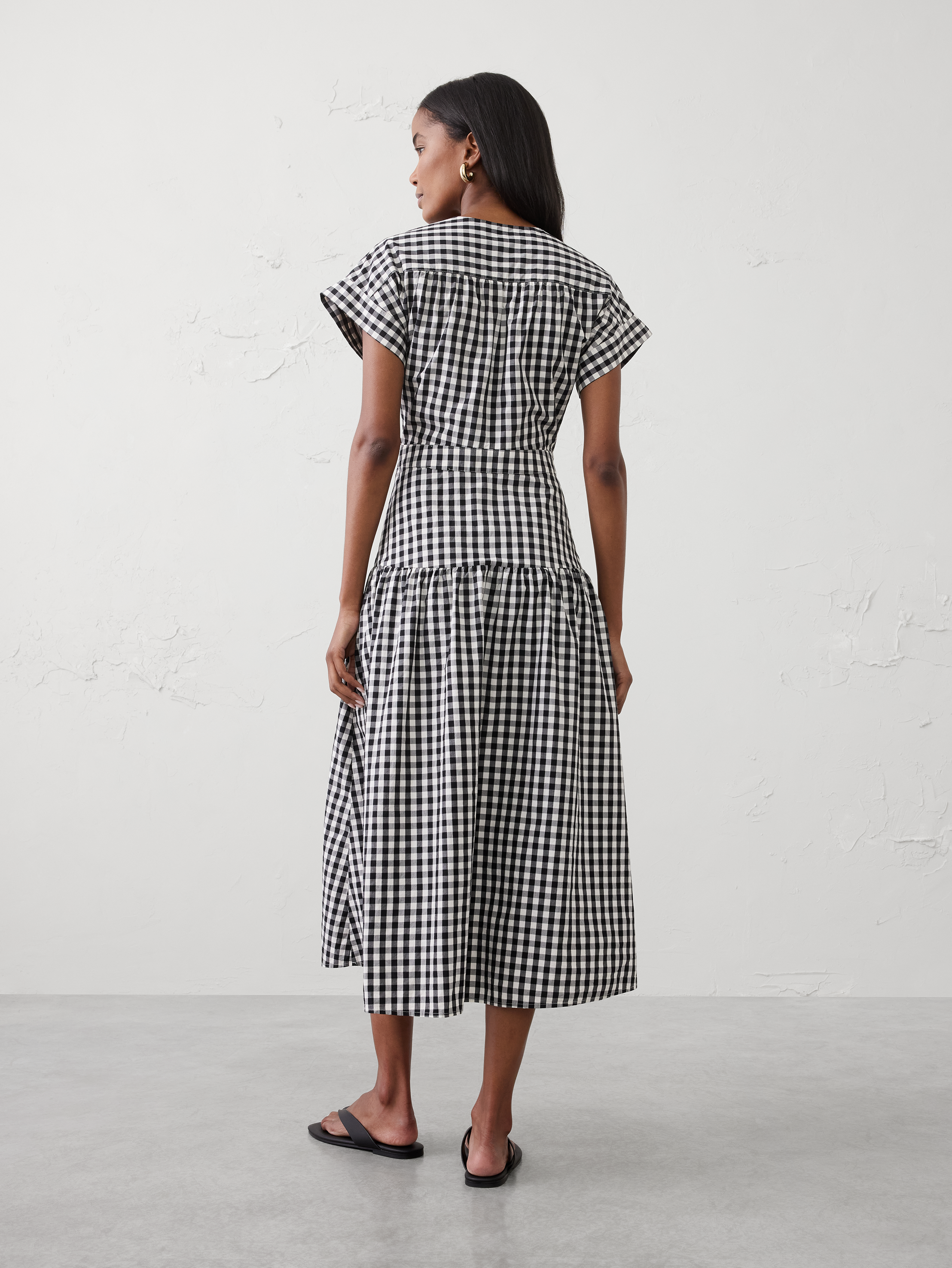Poplin Surplice Midi Dress | Banana Republic Factory