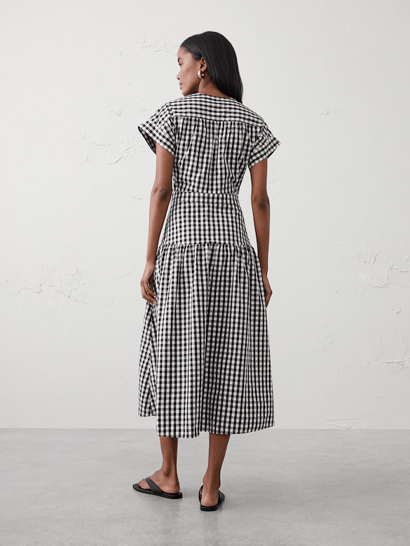 Poplin Surplice Midi Dress