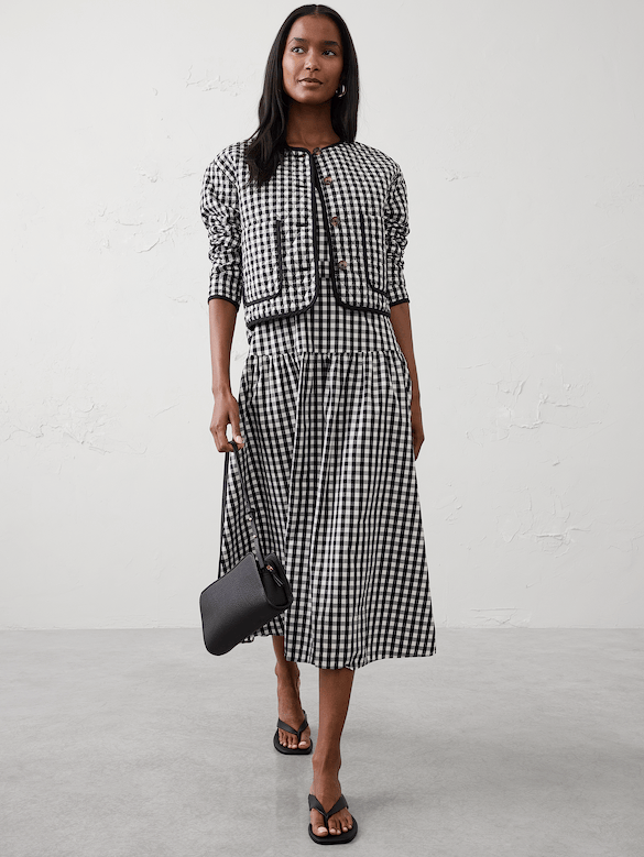Poplin Surplice Midi Dress