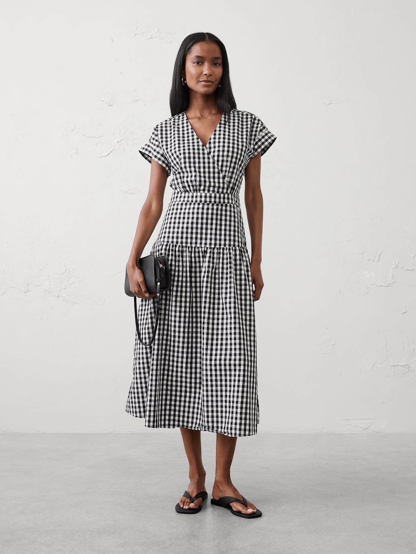 Image number 1 showing, Poplin Surplice Midi Dress