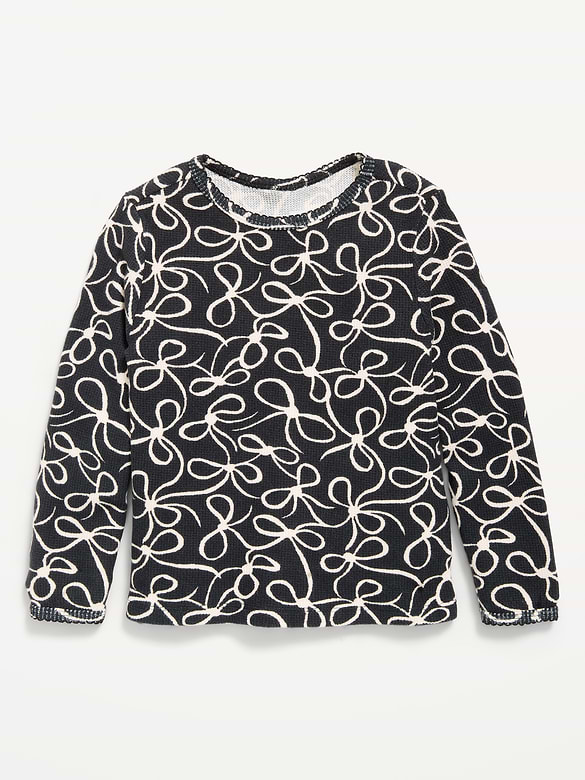 Long-Sleeve Waffle Knit T-Shirt for Toddler Girls