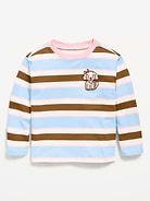 Image number 1 showing, Oversized Long-Sleeve Striped Graphic T-Shirt for Toddler Girls