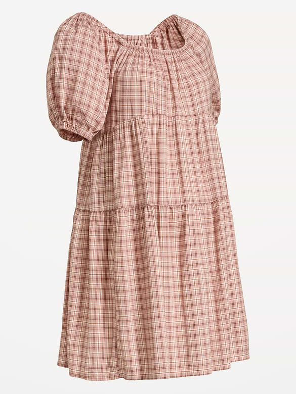 Maternity Short-Sleeve Swing Mini Dress