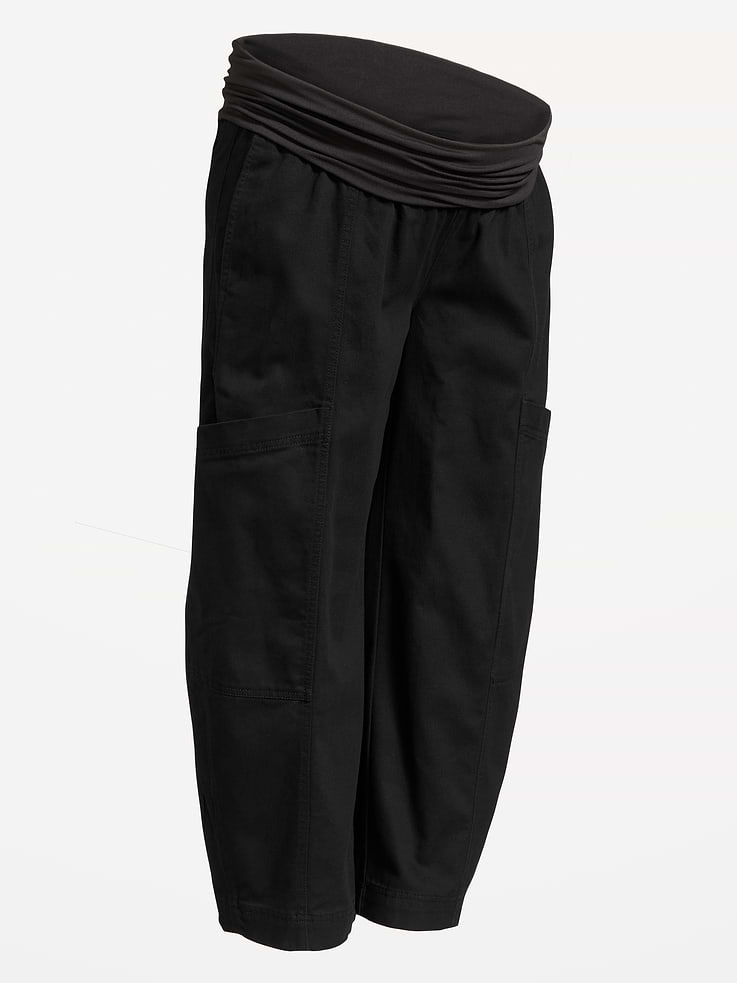 Image 2 of 2, Maternity Rollover-Waist Barrel-Leg Ankle Pants